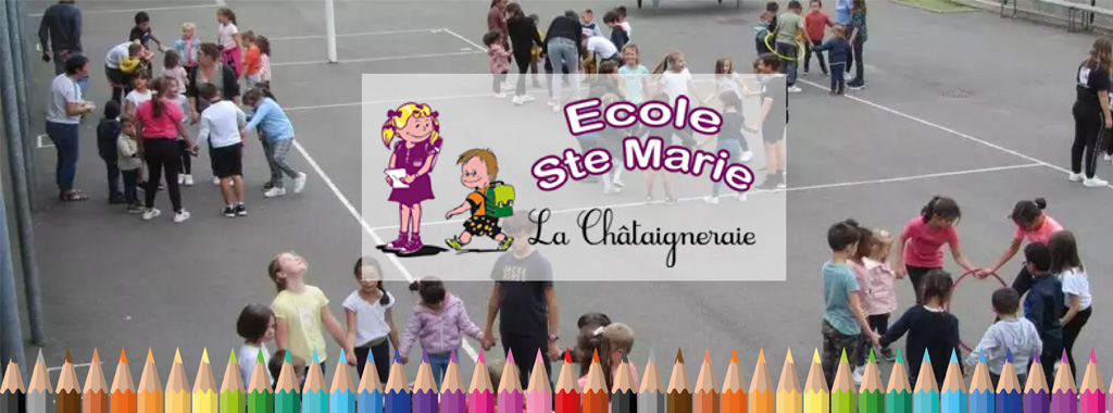 élèves dans la cours de l'école Sainte Marie la Chataigneraie